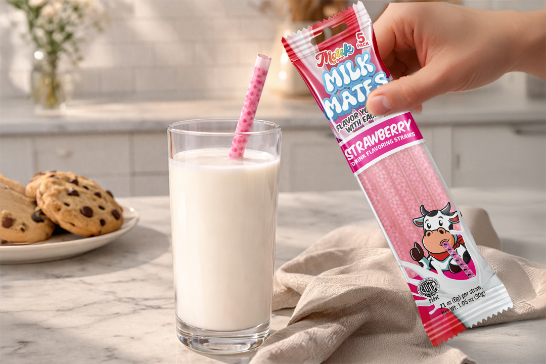 Milk Mates Straw - Strawberry, Motek