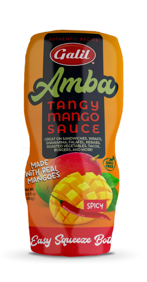 Spicy Tangy Mango Sauce | Squeeze Bottle | 10.6 oz | Galil Amba
