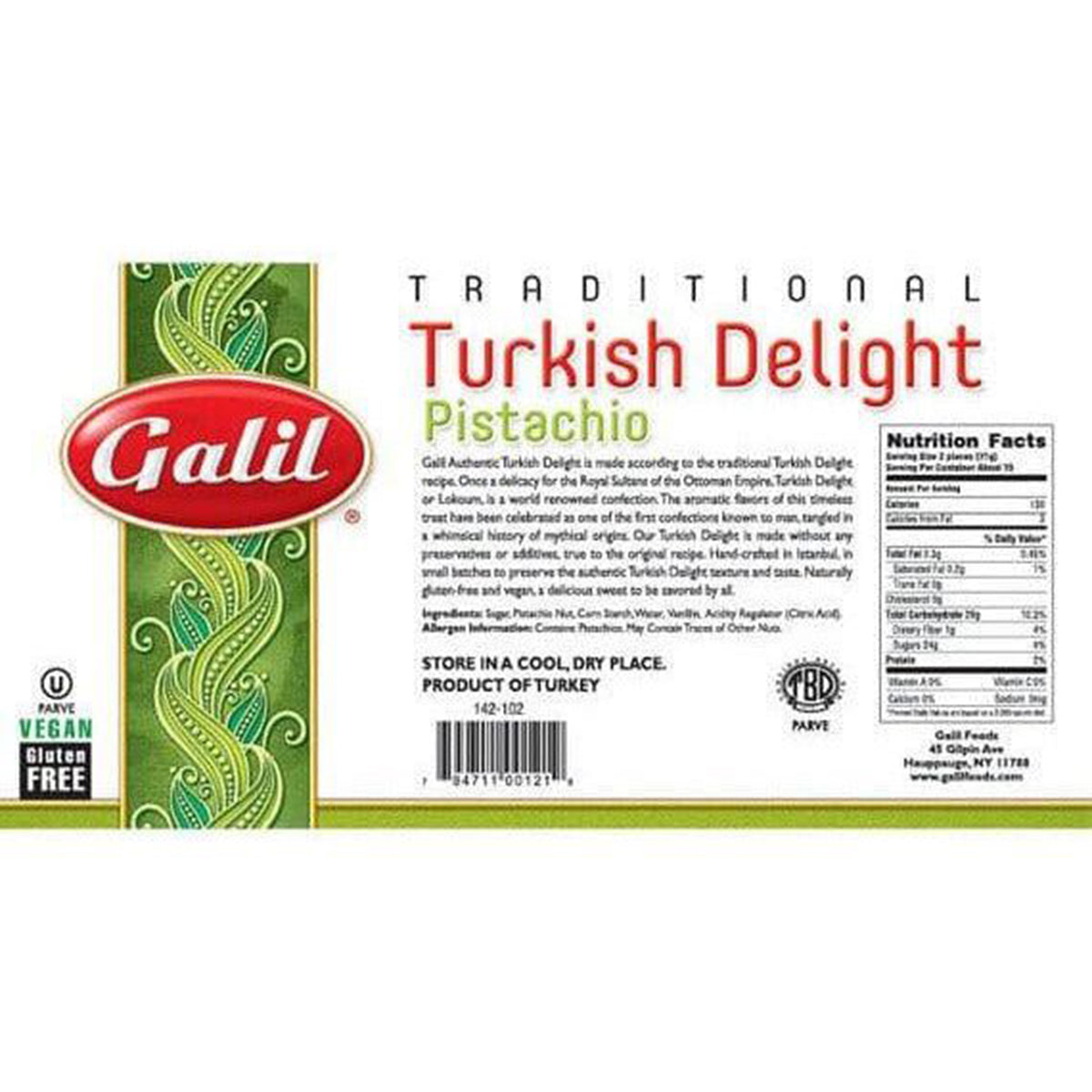 Pistachio Turkish Delight, Galil