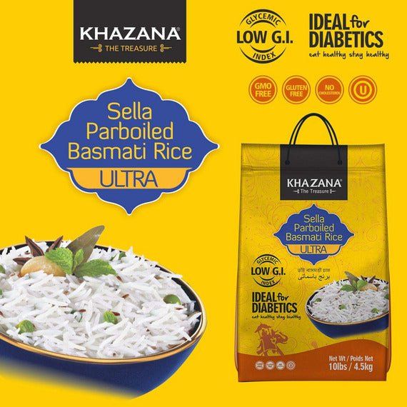 Low G.I. Parboiled Basmati Rice | 10 lbs | Khazana - ShopGalil