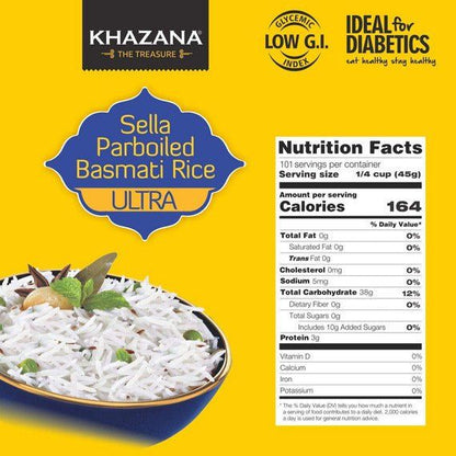 Low G.I. Parboiled Basmati Rice | 10 lbs | Khazana - ShopGalil