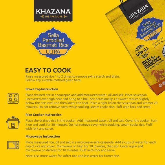 Low G.I. Parboiled Basmati Rice | 10 lbs | Khazana - ShopGalil