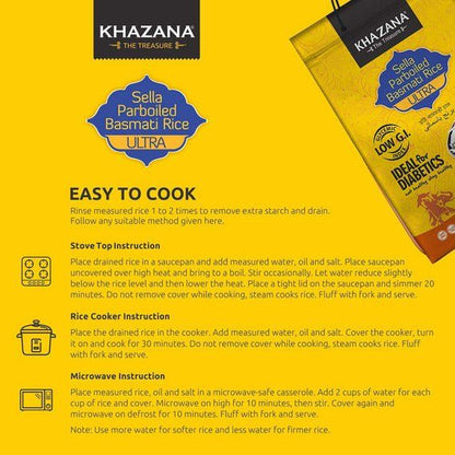 Low G.I. Parboiled Basmati Rice | 10 lbs | Khazana - ShopGalil