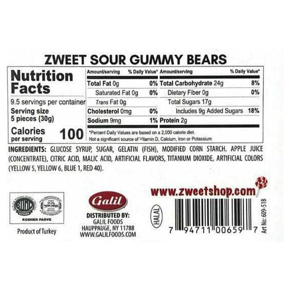 Neon Gummy Sour Bears | Zweet | 10 oz - ShopGalil