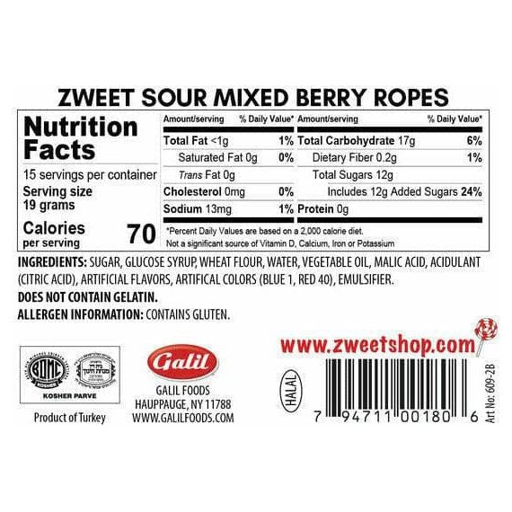 Sour Mixed Berry Ropes | Zweet | 10 oz - ShopGalil